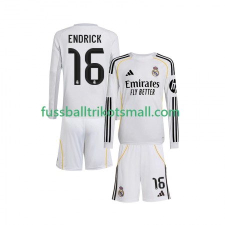 Fußballtrikots Real Madrid Endrick 16 Kinder 2025-2026 Langarm Heimtrikotsatz kaufen